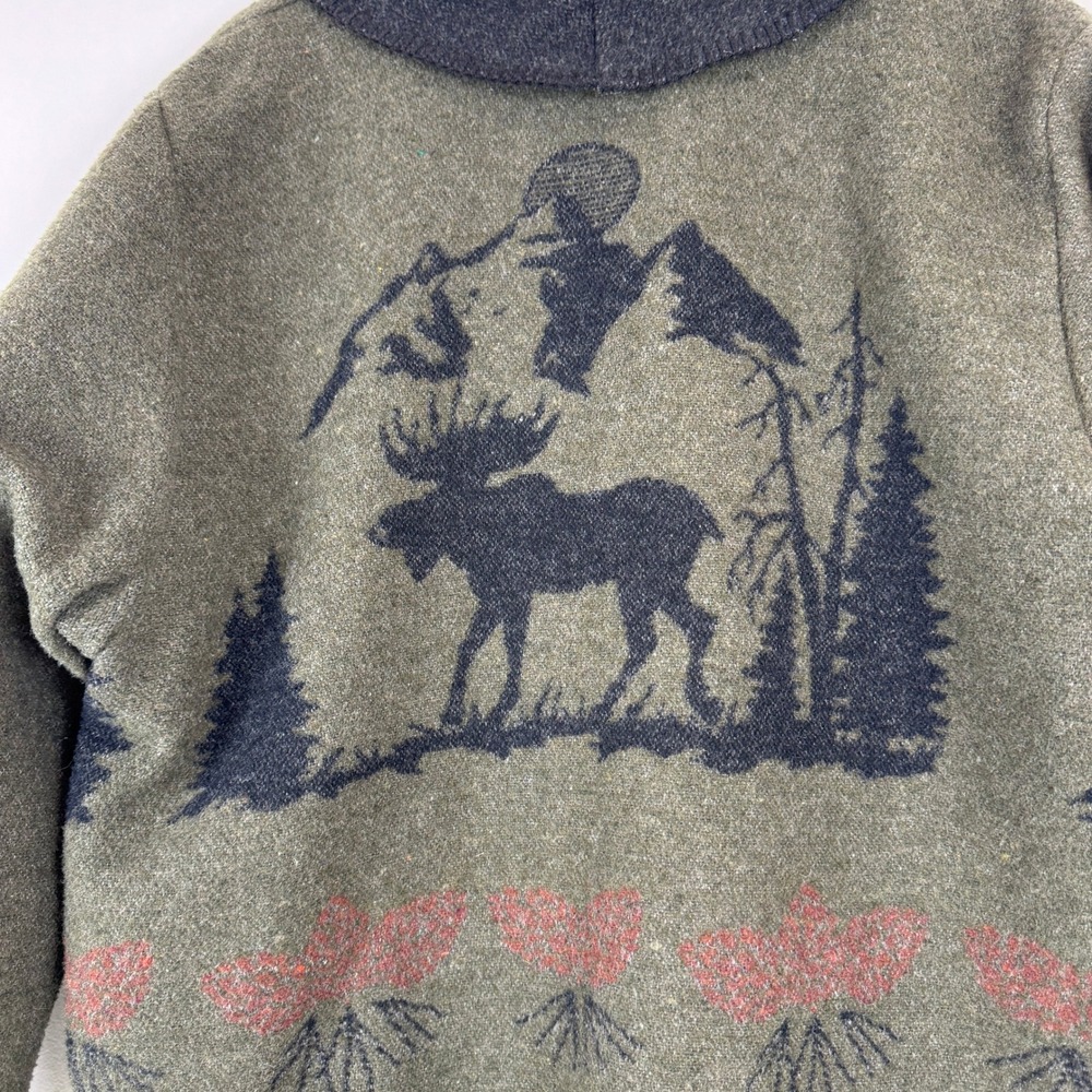 VTG! Wooded River Clothing Company L Wool Blend Western Moose Print Jacket USA - Picture 13 of 16